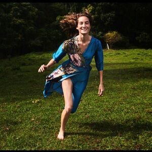 ZARA Floral Blue Wrap Dress SS21 Collection Size L NWT